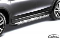 Комплект защиты штатных порогов алюминиевый профиль Arbori "Standart Silver" 1700 серебристая HONDA CR-V 2012- AFZDAALHCRV1305