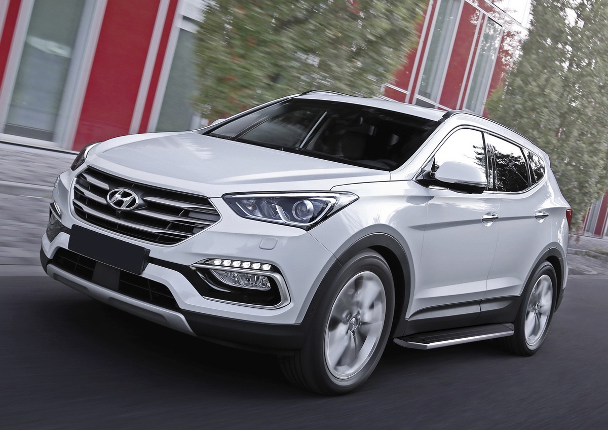 Пороги алюминиевые "Premium" Rival для Hyundai Santa Fe 2012-2016-/Santa Fe Premium 2015-2016, 180 см, 2 шт., A180ALP.2305.2