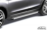 Комплект защиты штатных порогов алюминиевый профиль Arbori "Luxe Black" 1800 черная HYUNDAI GRAND SANTA-FE 2014- AFZDAALHSFG03