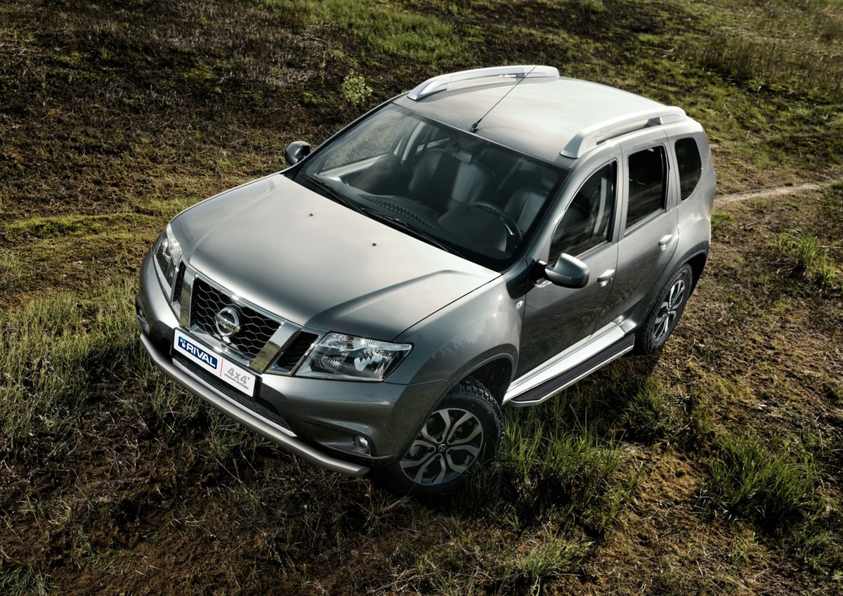 Пороги алюминиевые "Premium" Rival для Nissan Terrano 2014-/Renault Duster 2011-2015-, 173 см, 2 шт., A173ALP.4701.3