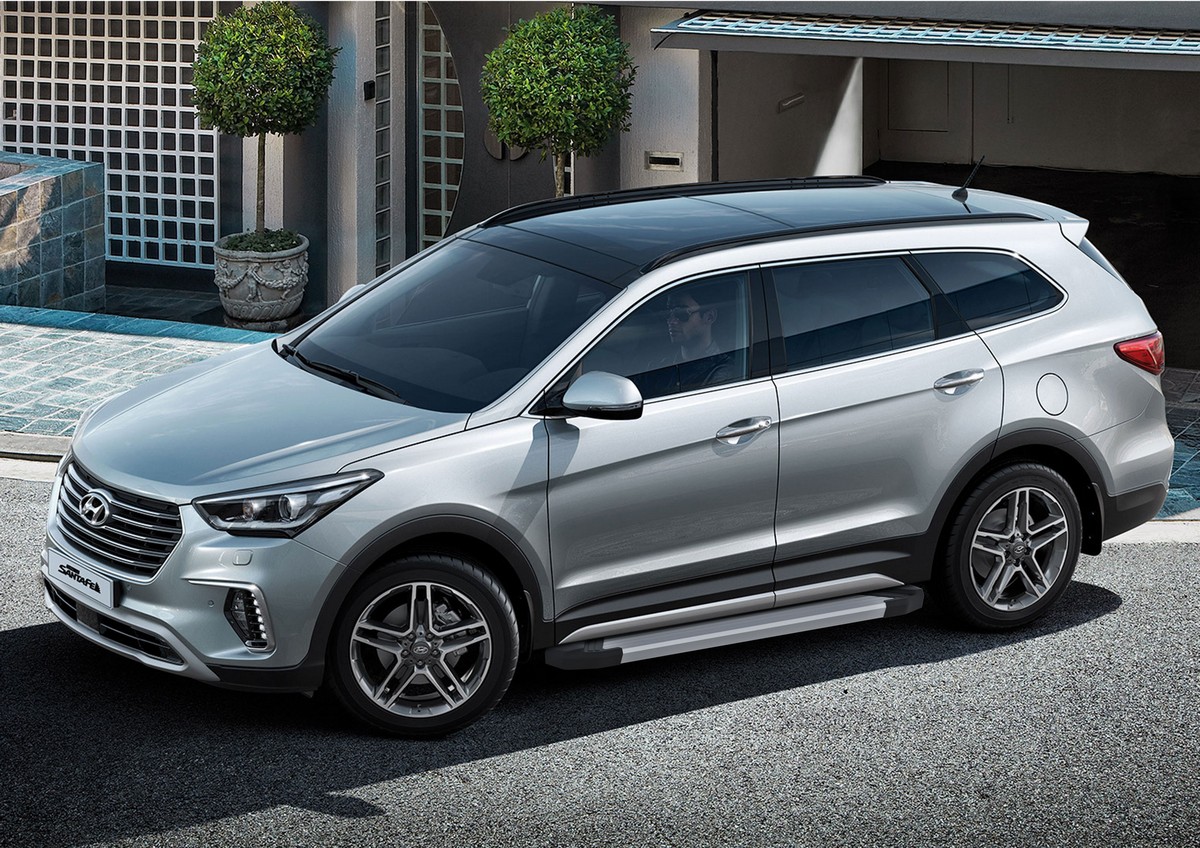 Пороги алюминиевые "Silver" Rival для Hyundai Santa Fe 2012-2016-/Santa Fe Premium 2015-2016, 180 см, 2 шт., F180AL.2305.2